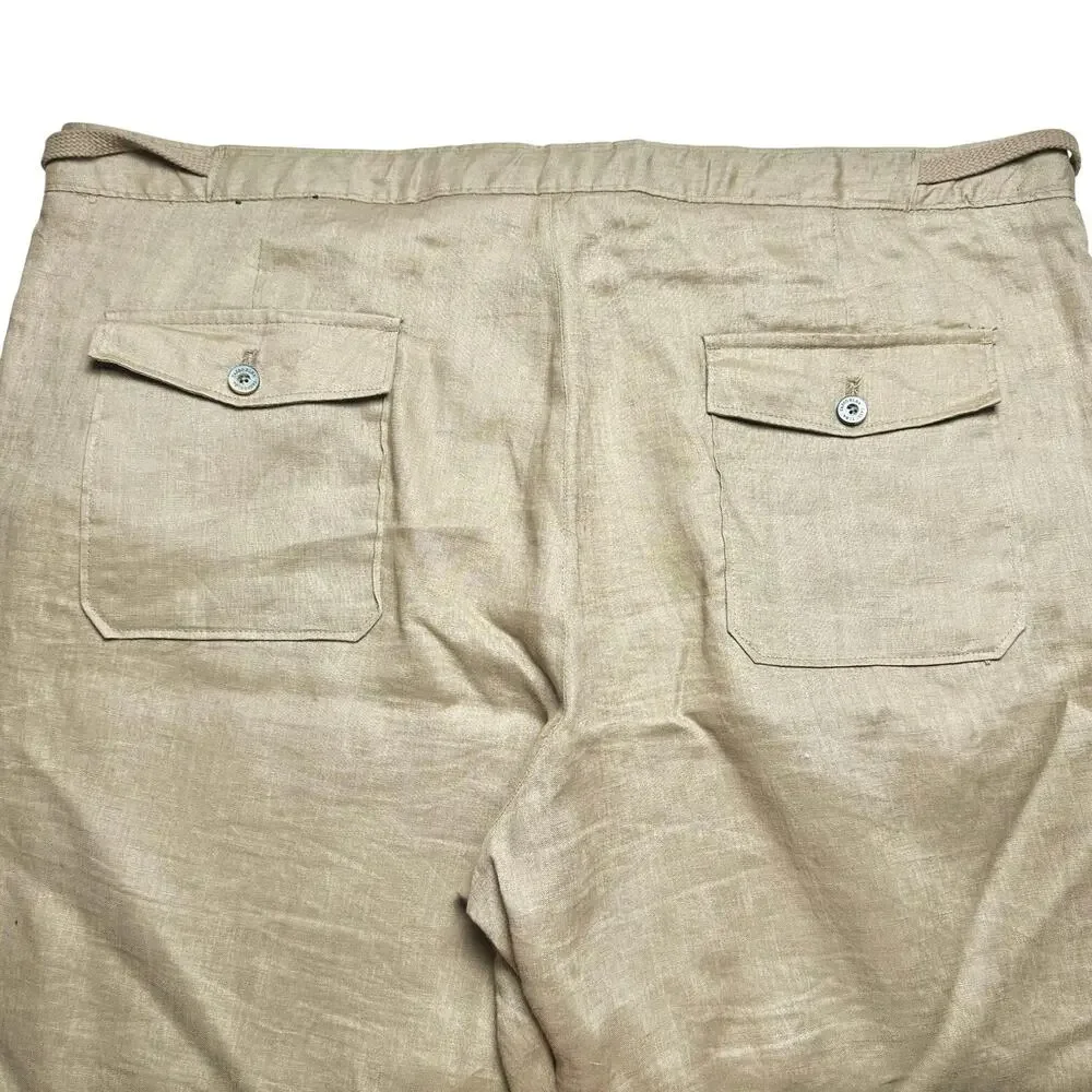 Tasso Elba Island | Men | Tan 100% Linen Vacation Light Drawstring Pants | 40x30